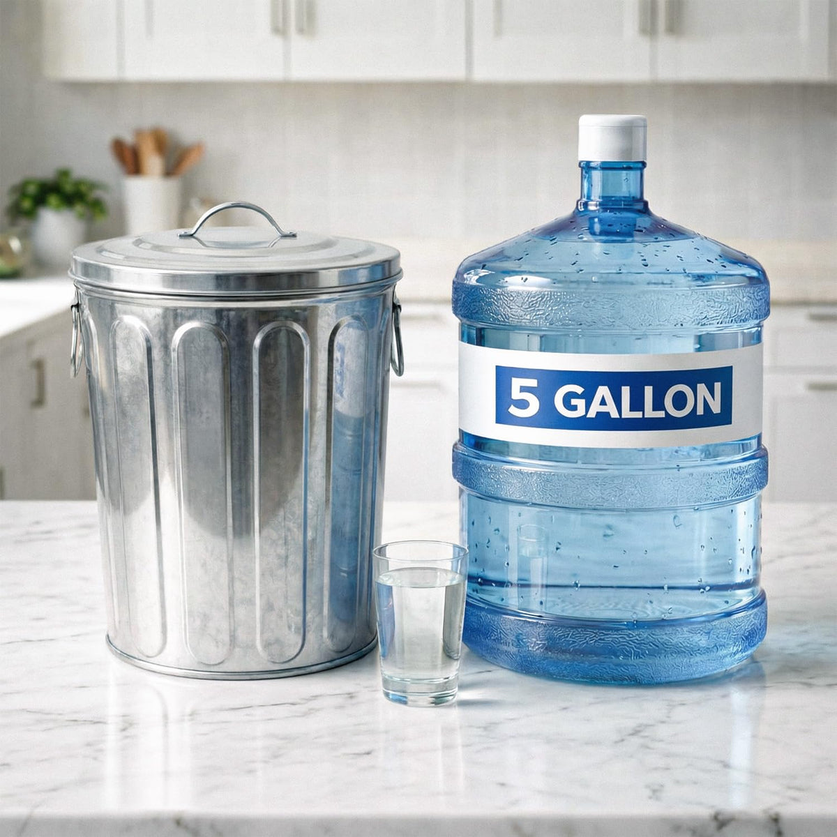 5 Gallon Metal Trash Can with Lid Y21283