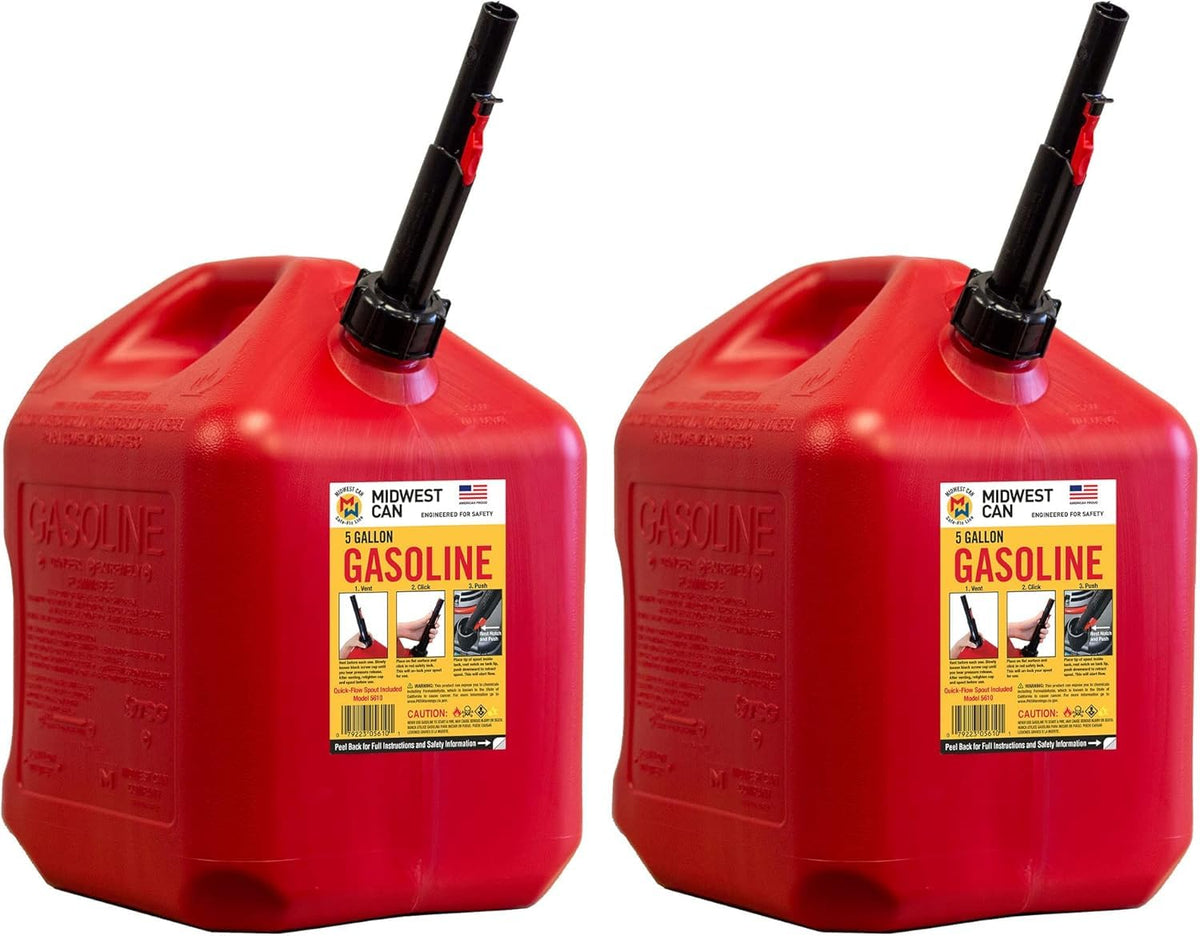 5 Gallon Gas Can Fuel Container with Spout 2 Pack L5954