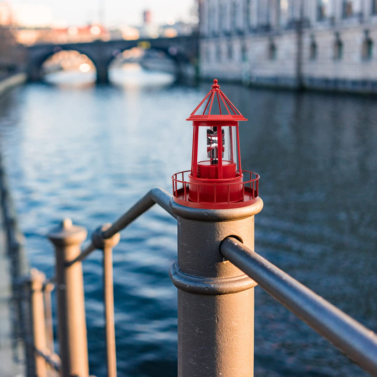 Solar Powered Lighthouse Iron Rotating Solar Light N1556