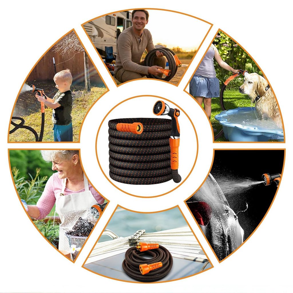 100FT Flexible Garden Hose with 10 Modes Nozzle R245028