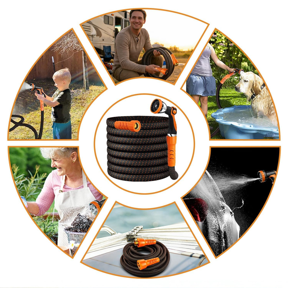 100FT Flexible Garden Hose with 10 Modes Nozzle R245028
