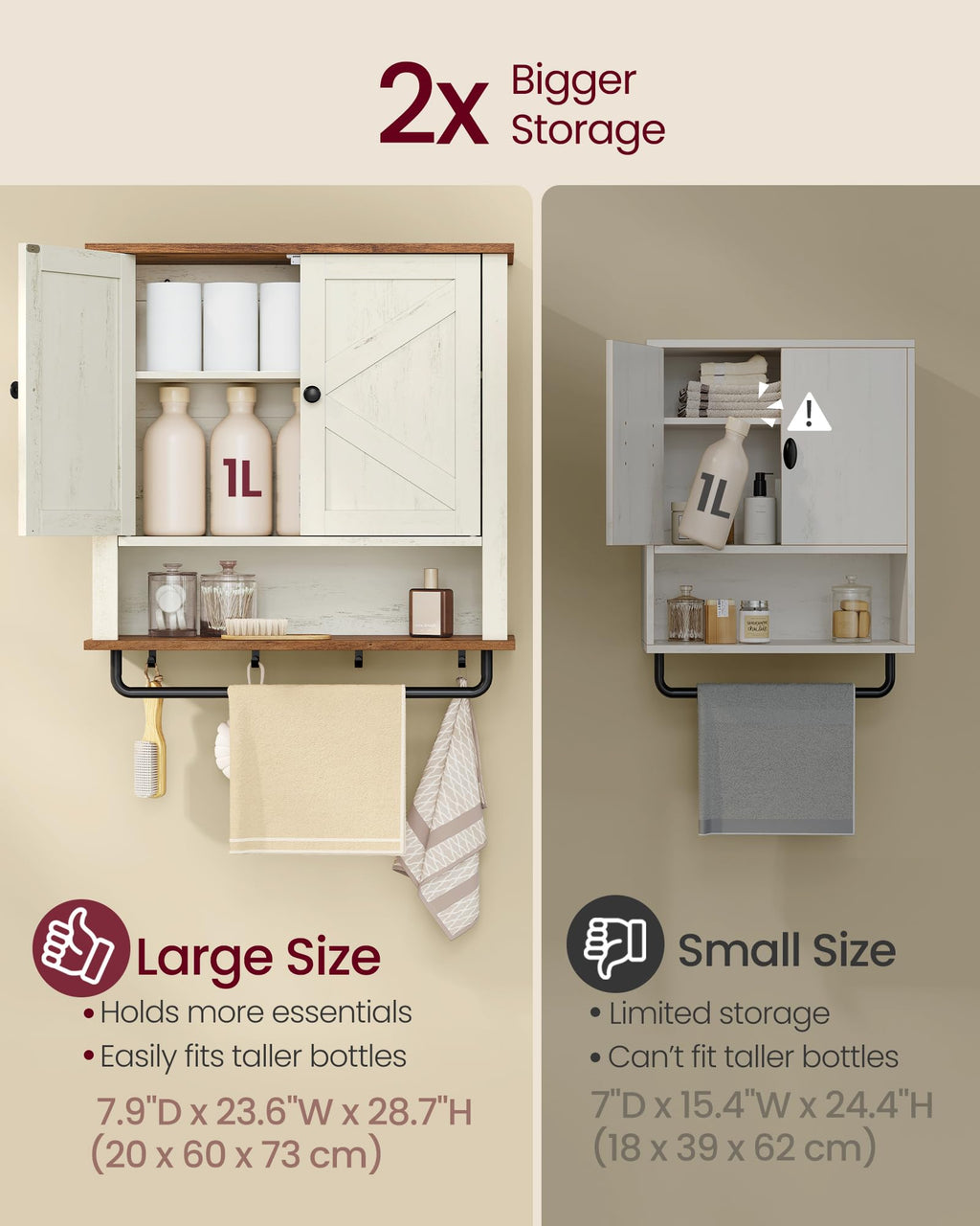 Wall-Mounted Bathroom Cabinet with Towel Bar Q15725