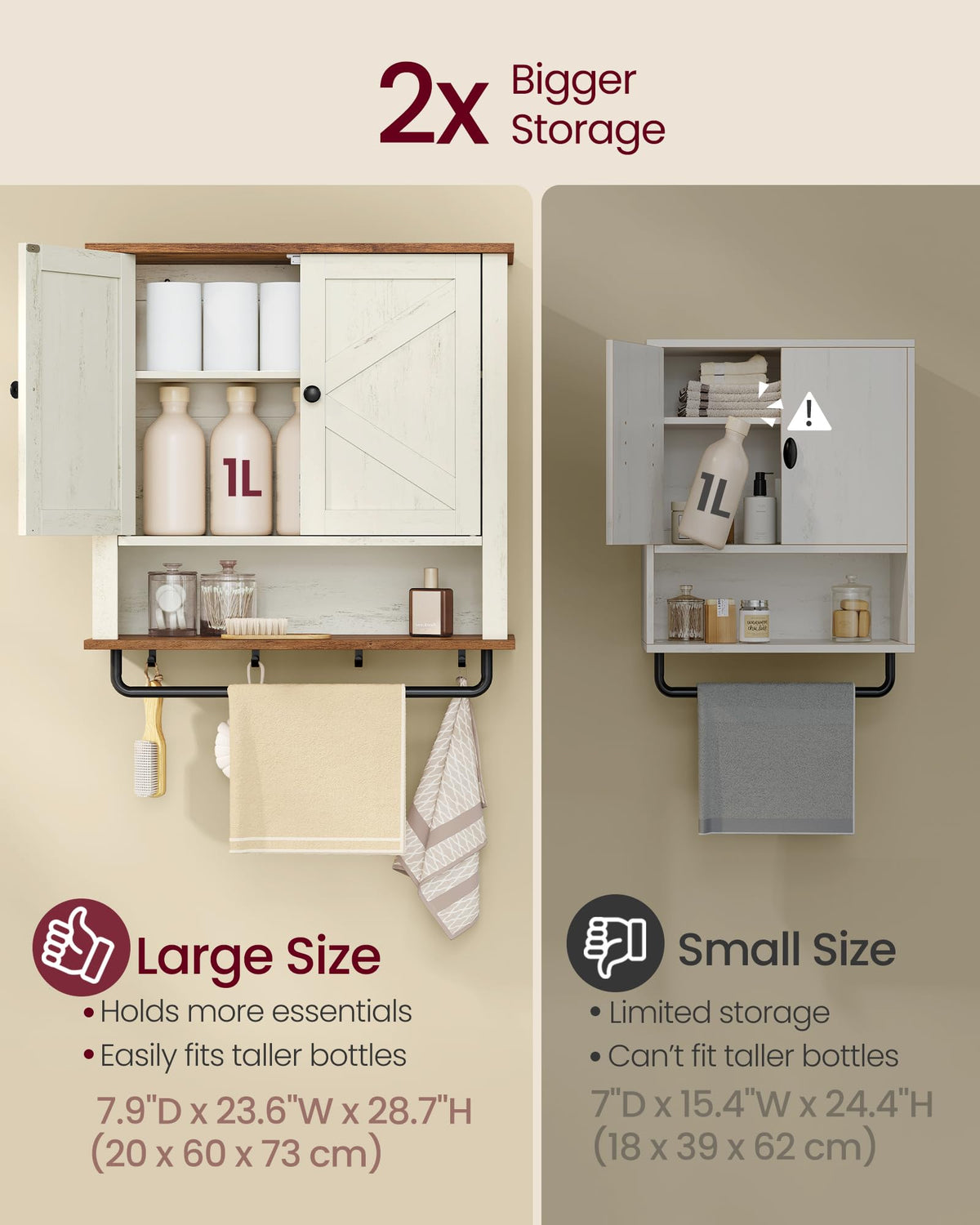 Wall-Mounted Bathroom Cabinet with Towel Bar Q15725