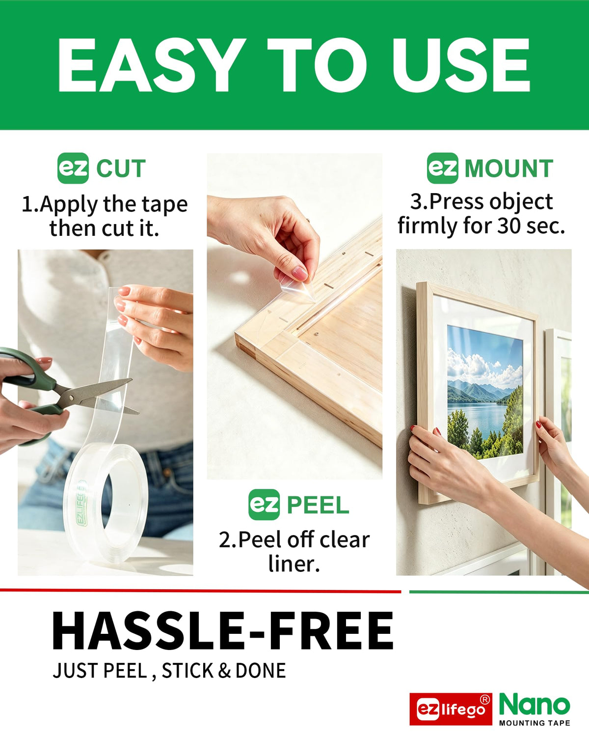 Heavy Duty Double Sided Mounting Tape, 9.85FT A3446