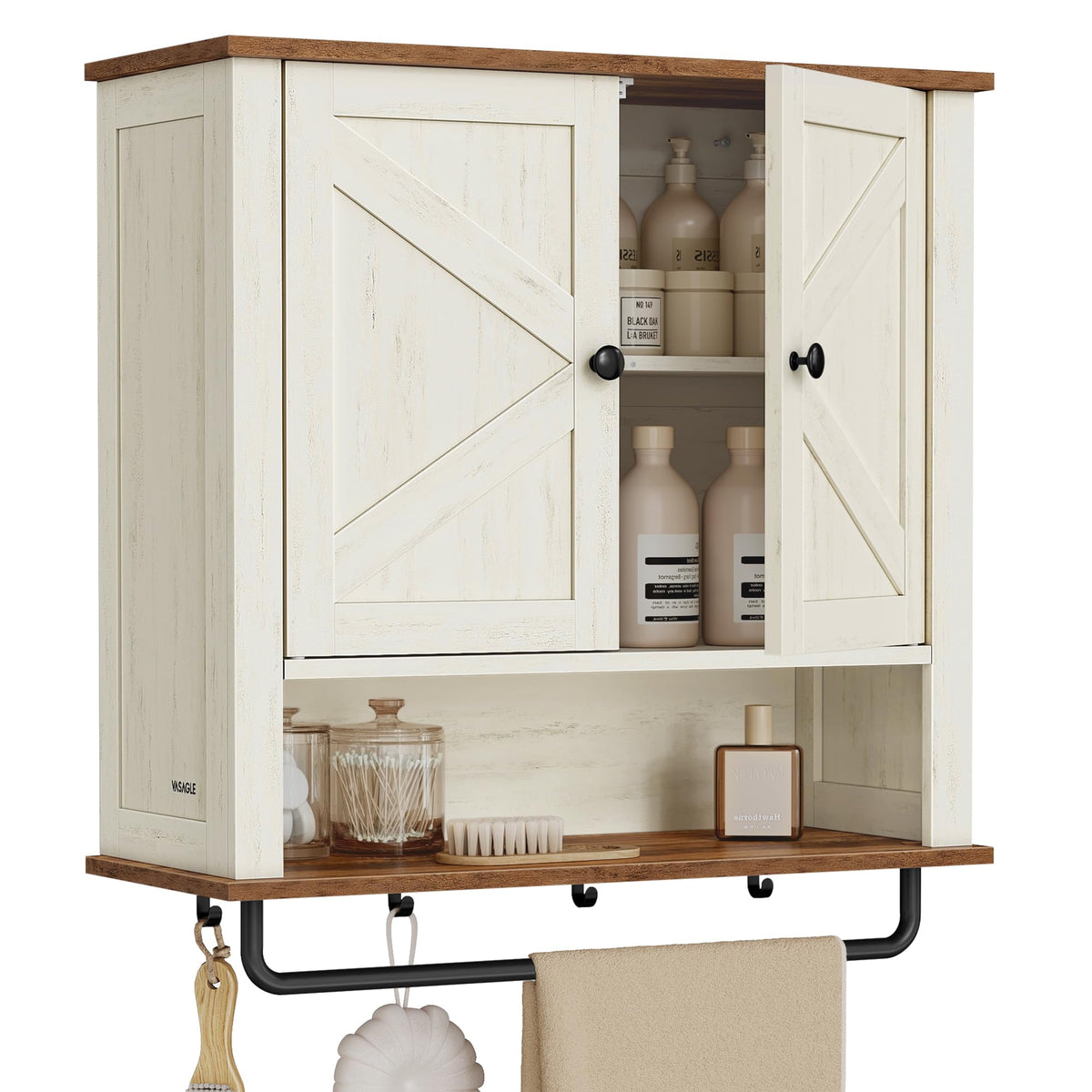 Wall-Mounted Bathroom Cabinet with Towel Bar Q15725