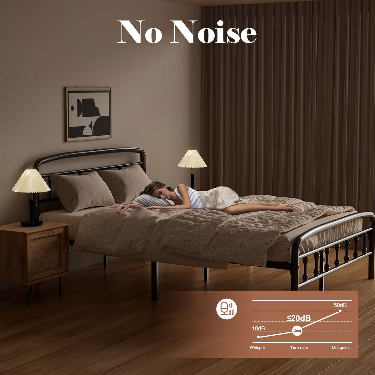 Full Size Metal Bed Frame with Headboard E3614