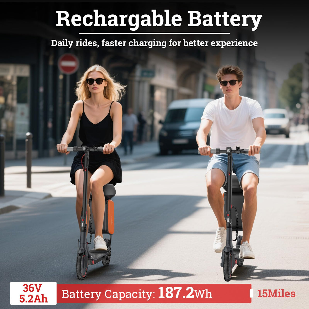 Electric Scooter with 350W/500W Motor, 16-22 Miles Range, Folding K4712