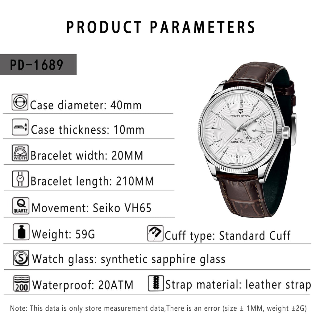 40mm Stainless Steel Quartz Wristwatch with Date Display R83813