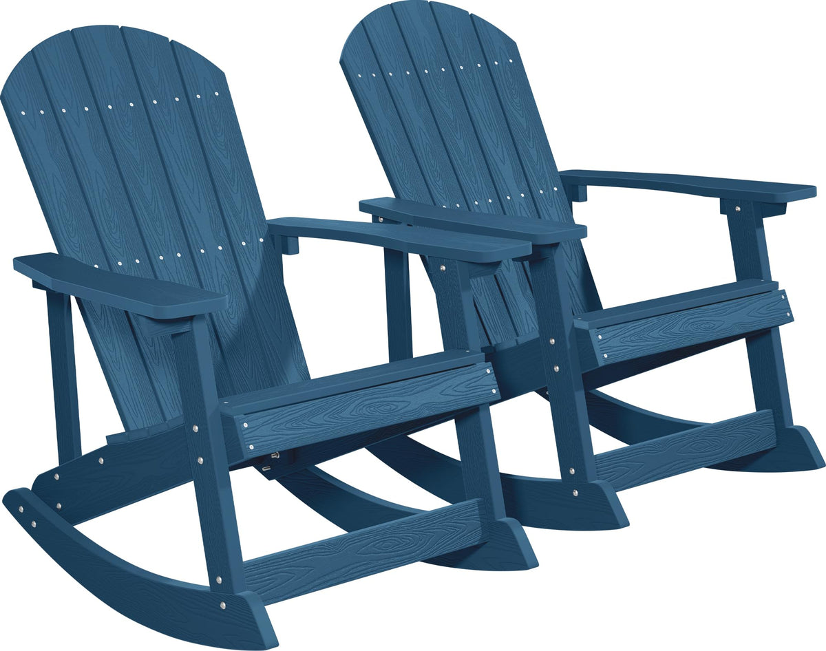 Navy Blue All-Weather Resistant Adirondack Rocking Chair Set of 2 R157073