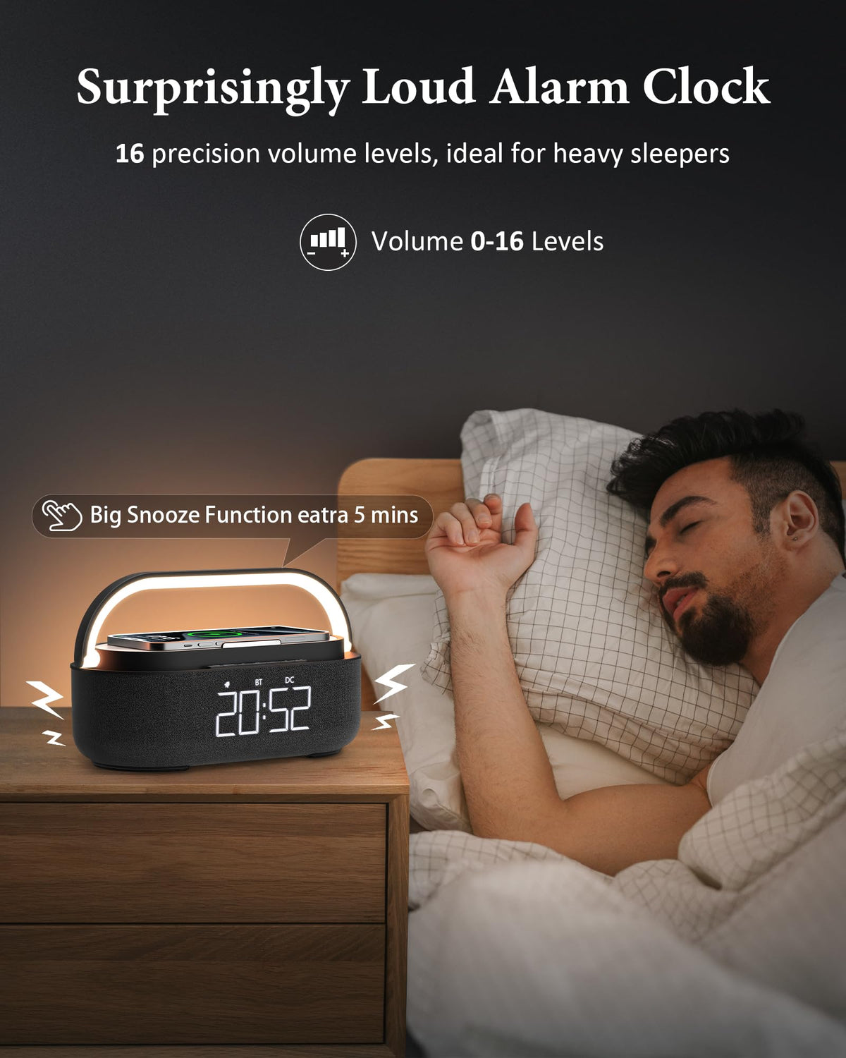 Bluetooth Speaker with Wireless Charger FM Radio LED Light A588885