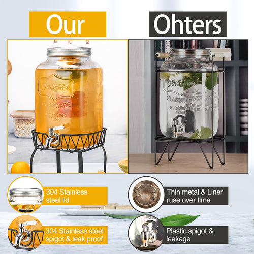 2 Gallon Glass Beverage Dispenser with Stand & Fruit Infuser J620198
