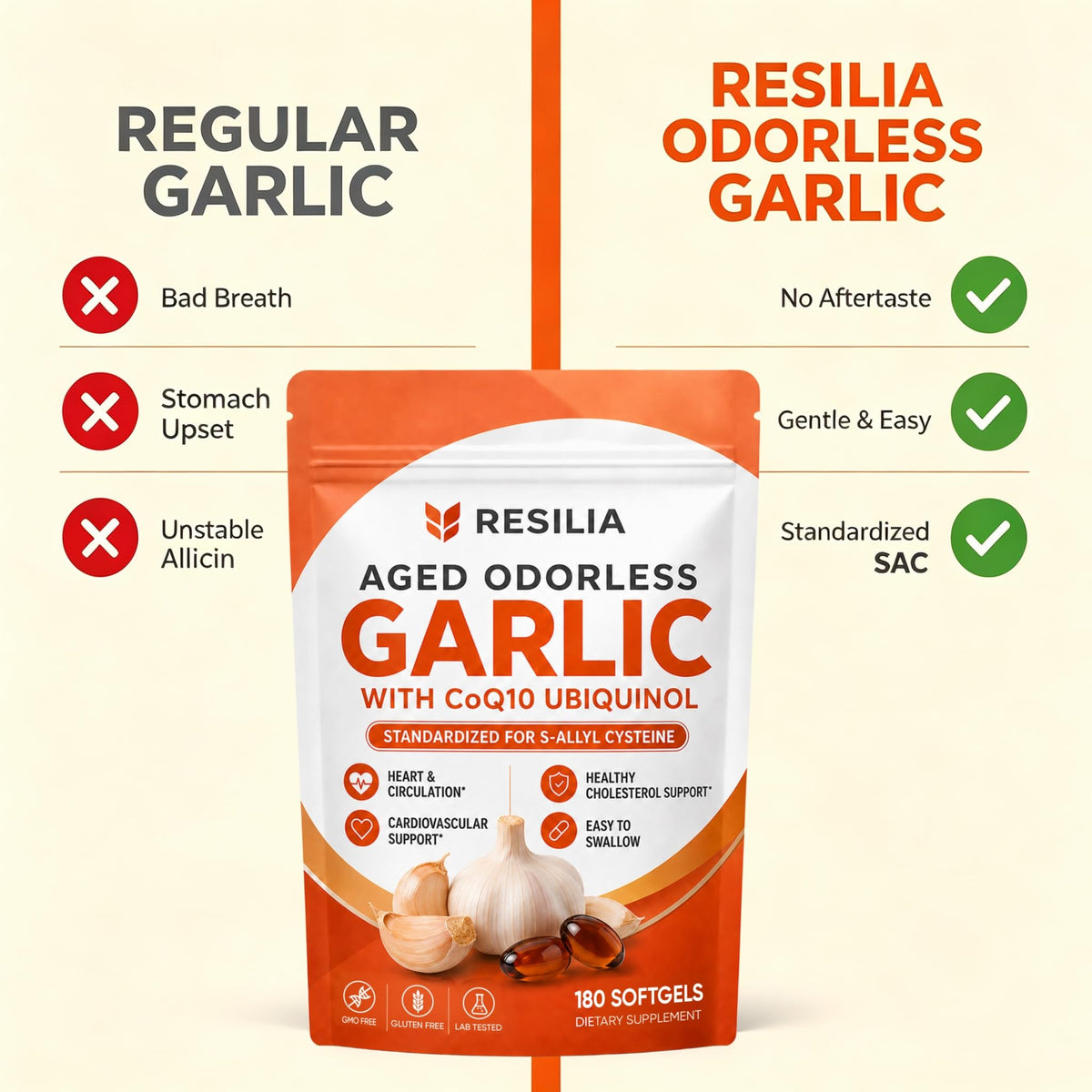 Aged Garlic Supplement 180 Softgels 1200mg A406006