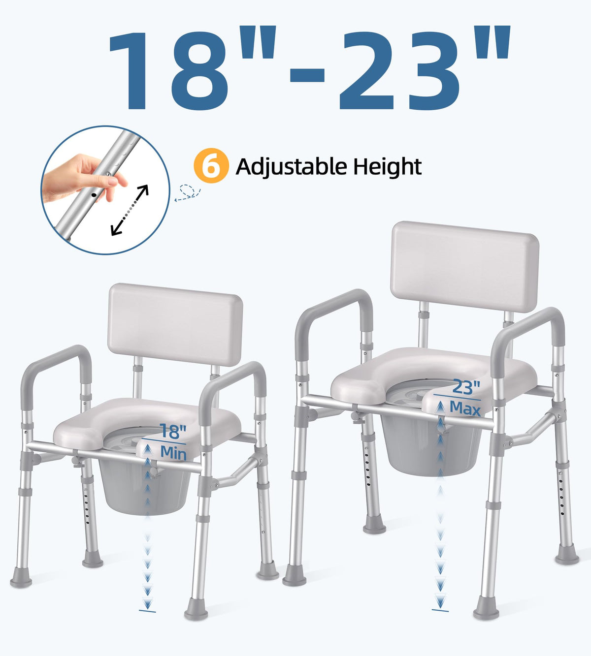 Shower Chair with Arms and Back and Bedside Commode with Padded Seat and Backrest Z318