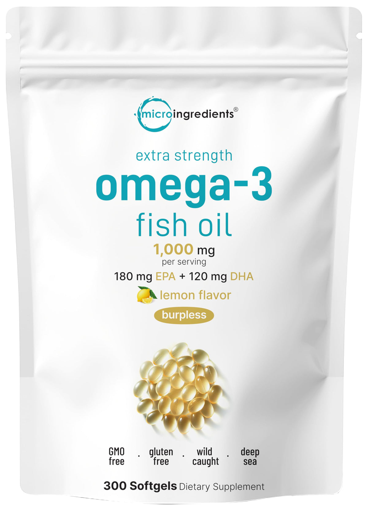 Omega-3 Fish Oil 1,000mg 300 Softgels Lemon Flavored P635681