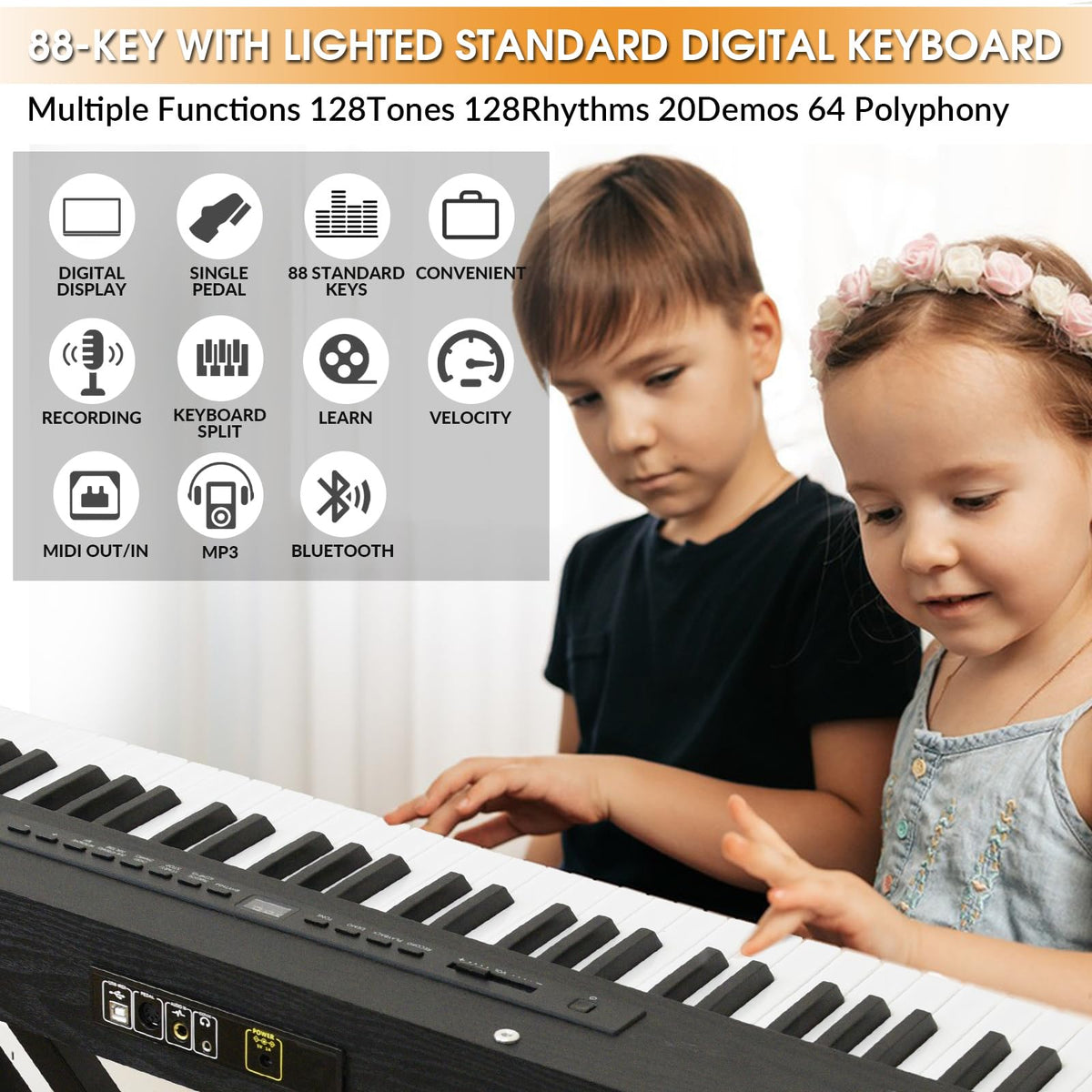 88 Key Semi Weighted Digital Piano with Stand N68282