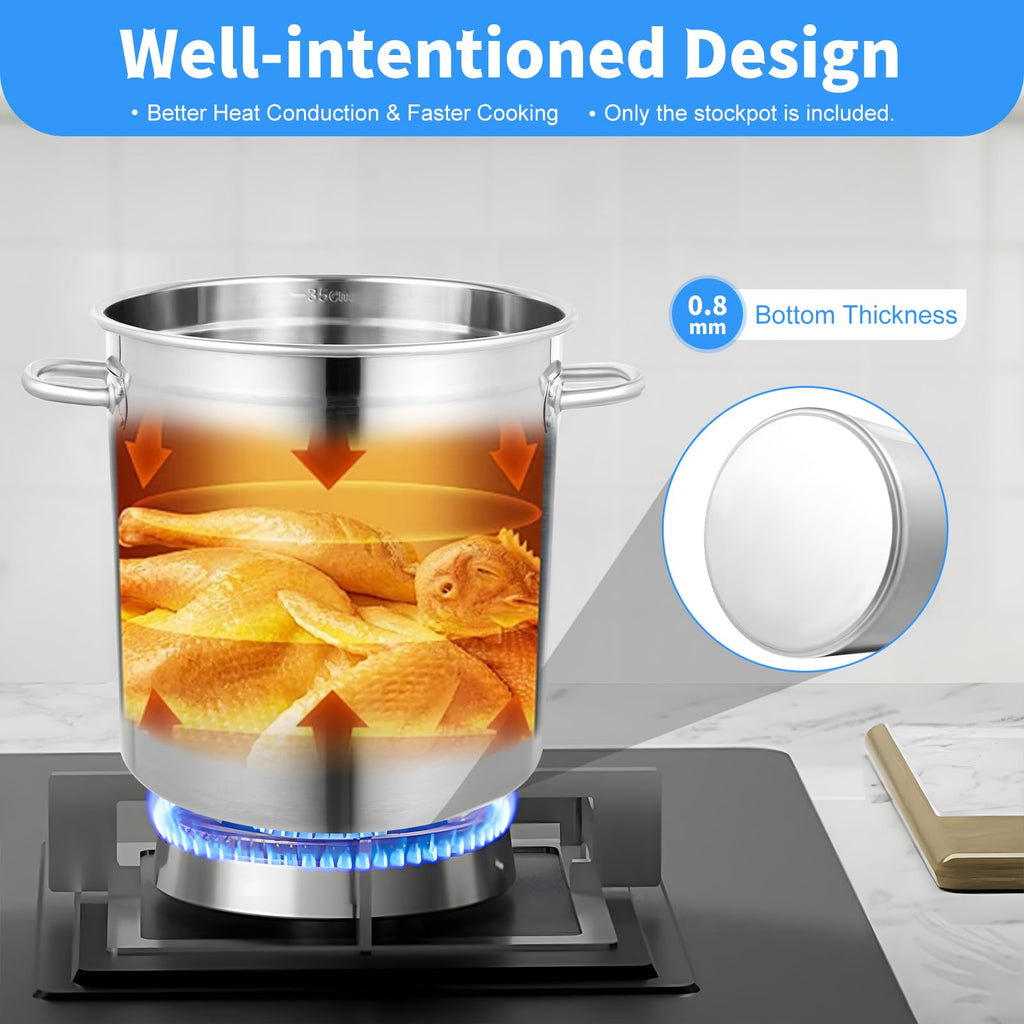 35L Stainless Steel Stockpot with Lid N627