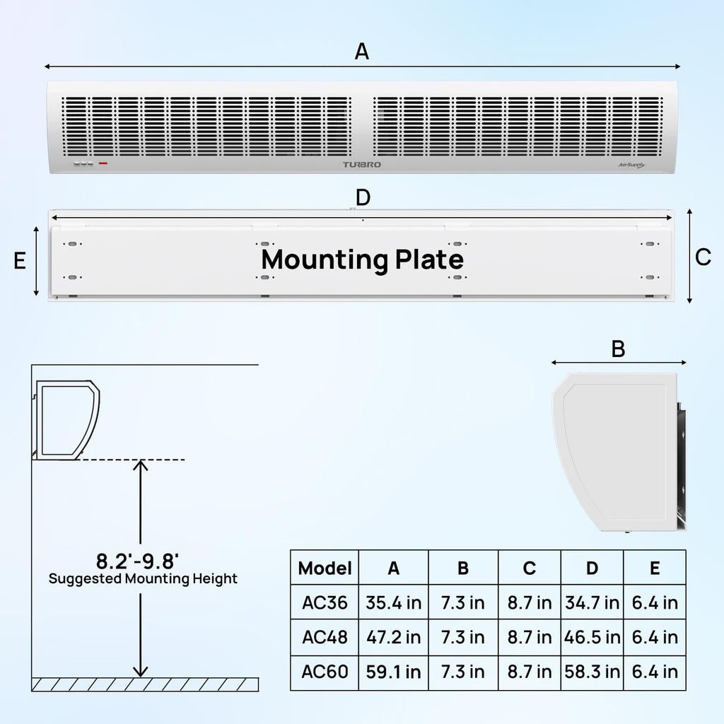 36-Inch Wall-Mounted Air Curtain Fan with Magnetic Switch K92687