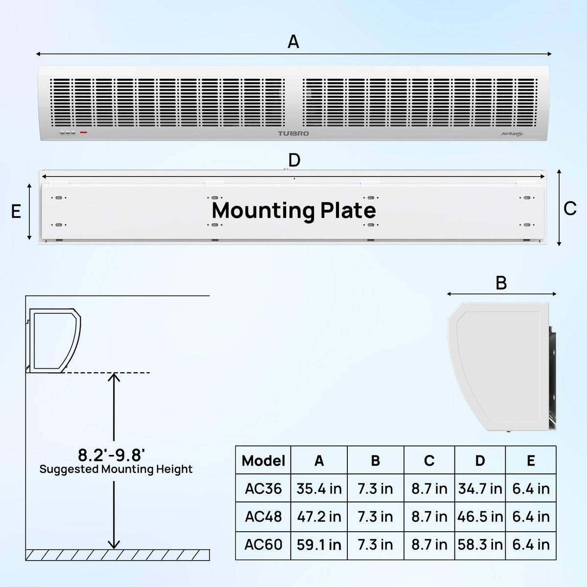 36-Inch Wall-Mounted Air Curtain Fan with Magnetic Switch K92687