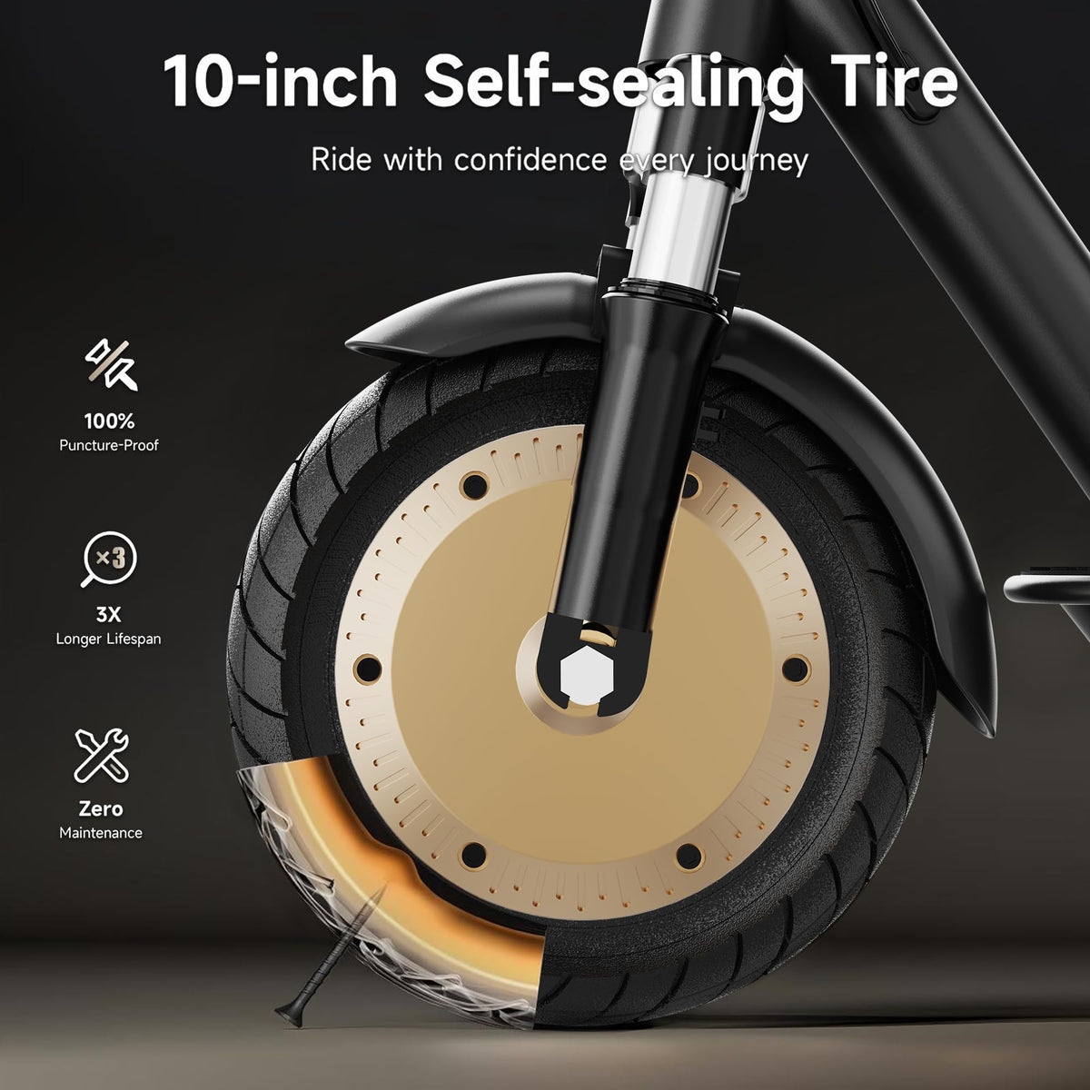 Electric Scooter with Solid Tires, Dual Suspension, Folding R5970