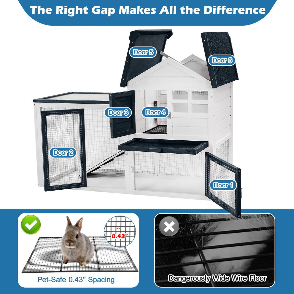 Indoor Outdoor Rabbit Cage with Weatherproof Roof O691273