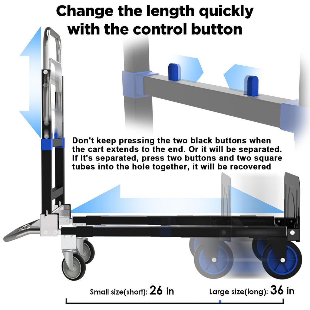 Heavy Duty 4 Wheels 500 Lbs Load Convertible Hand Truck Dolly Cart A204215