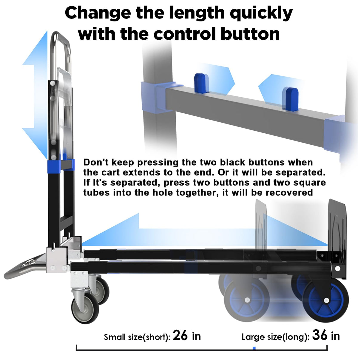 Heavy Duty 4 Wheels 500 Lbs Load Convertible Hand Truck Dolly Cart A204215