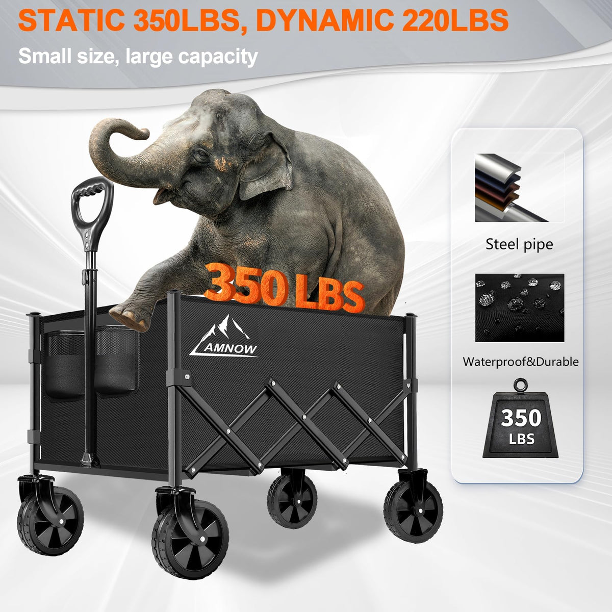 100L Collapsible Wagon Cart with All Terrain Wheels L3581