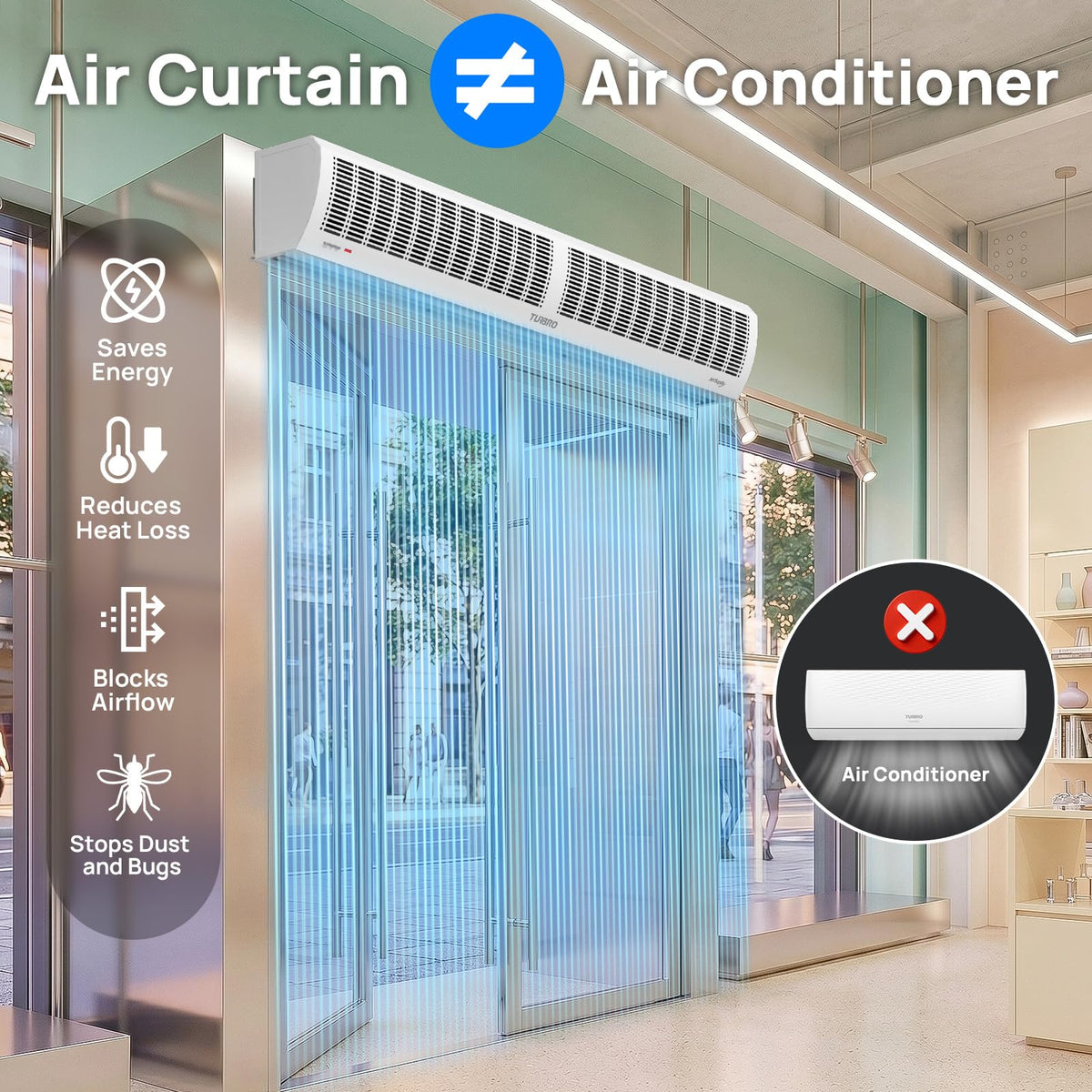 36-Inch Wall-Mounted Air Curtain Fan with Magnetic Switch K92687