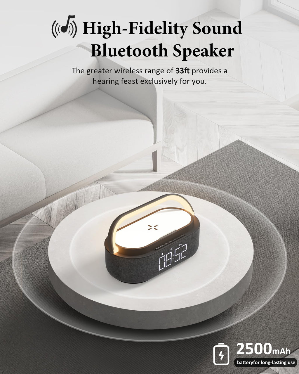 Bluetooth Speaker with Wireless Charger FM Radio LED Light A588885