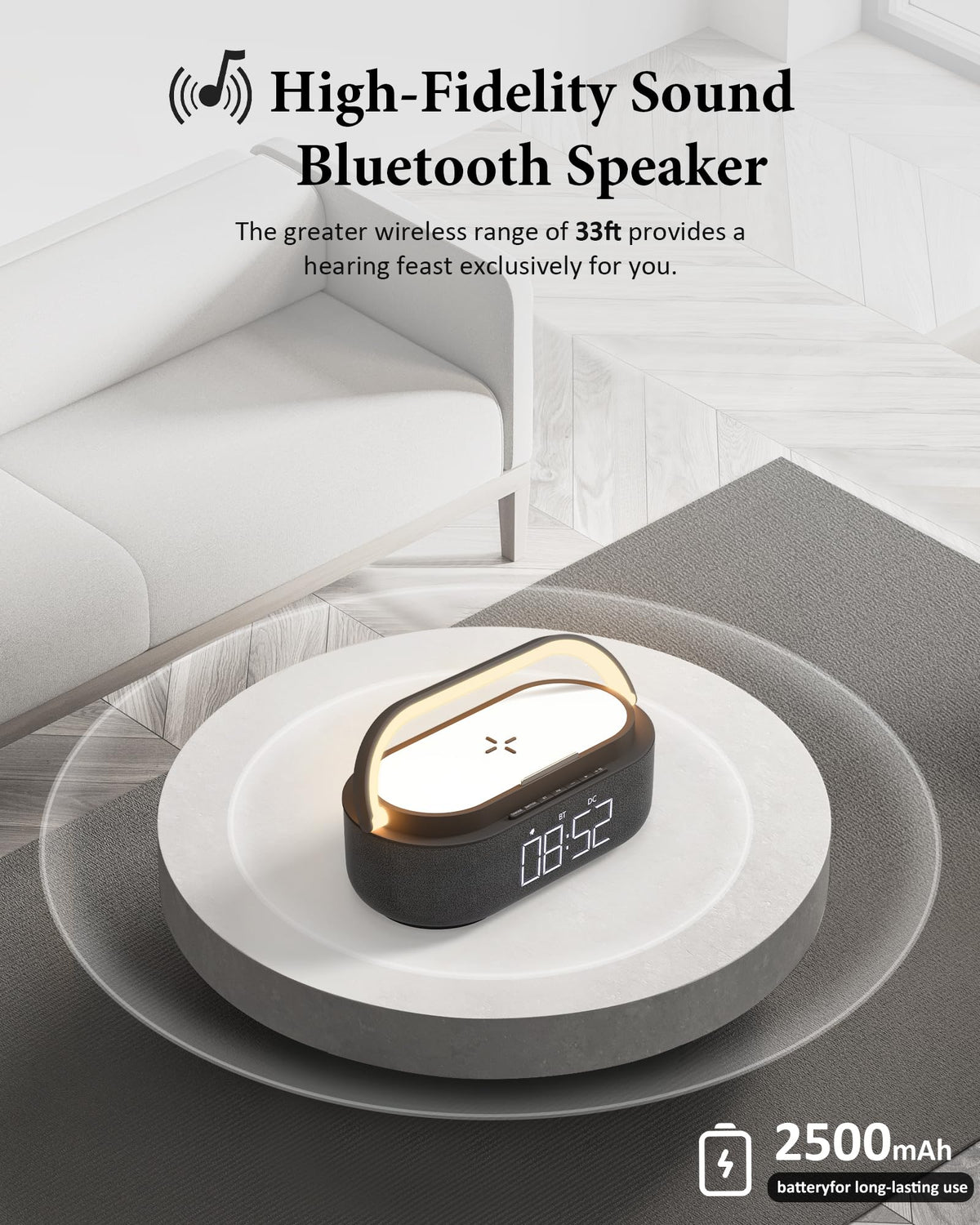Bluetooth Speaker with Wireless Charger FM Radio LED Light A588885