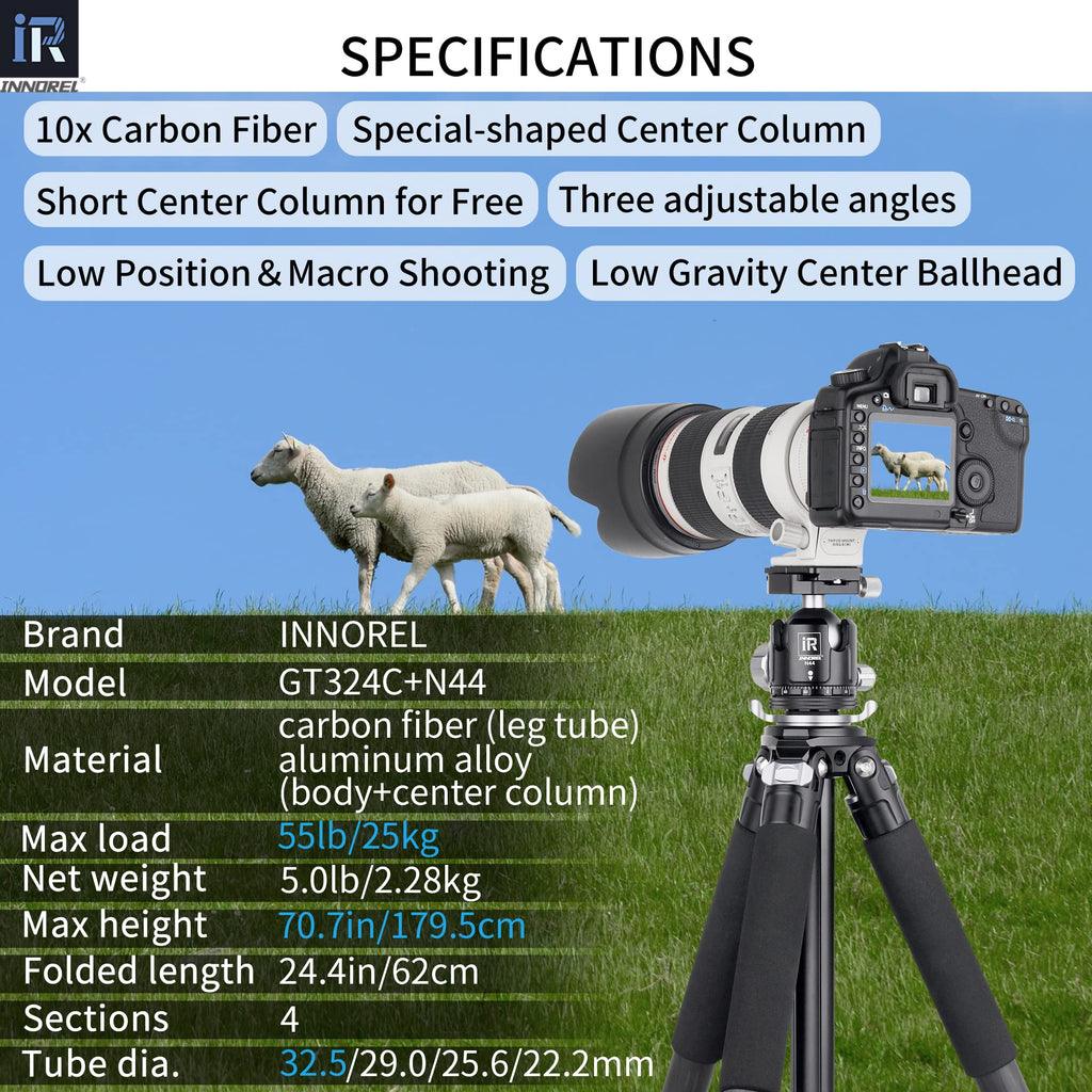 Carbon Fiber Camera Tripod with Ball Head C553