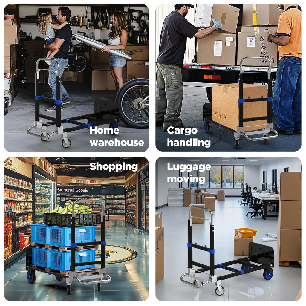 Heavy Duty 4 Wheels 500 Lbs Load Convertible Hand Truck Dolly Cart A204215
