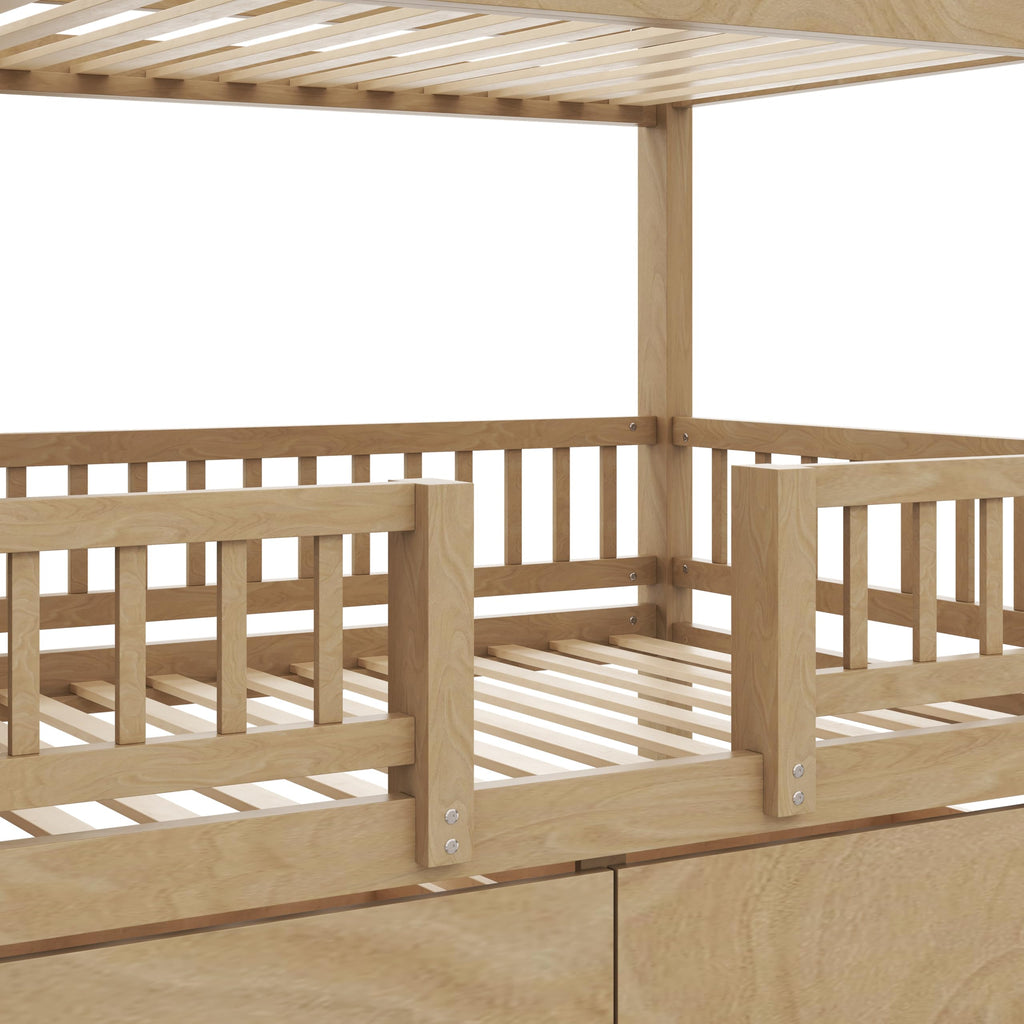 Twin Over Twin Bunk Bed with Slide and Storage Drawers D788121