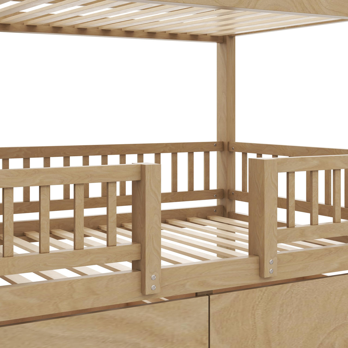 Twin Over Twin Bunk Bed with Slide and Storage Drawers D788121