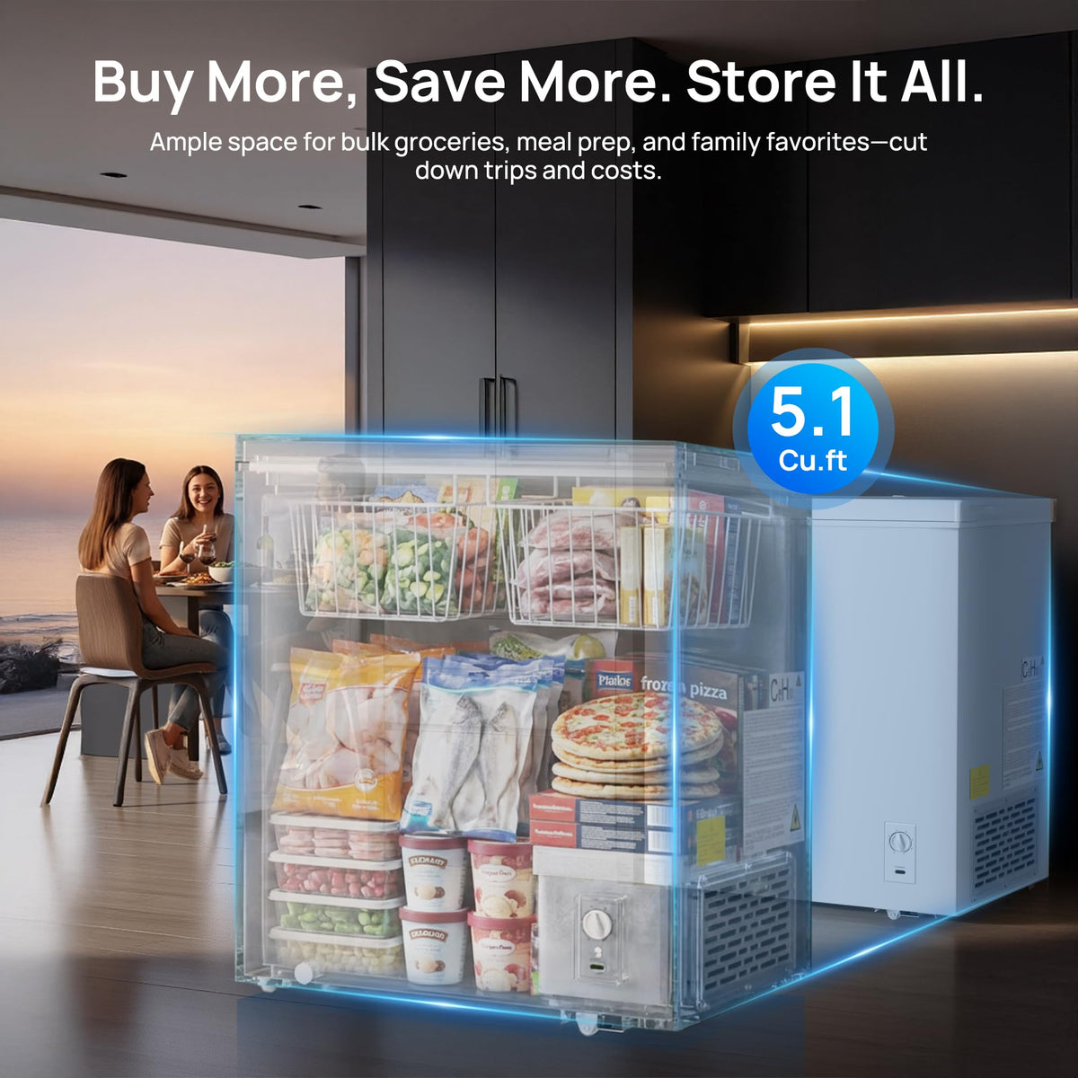 5.1 Cu.Ft Chest Freezer with 2 Removable Baskets E416