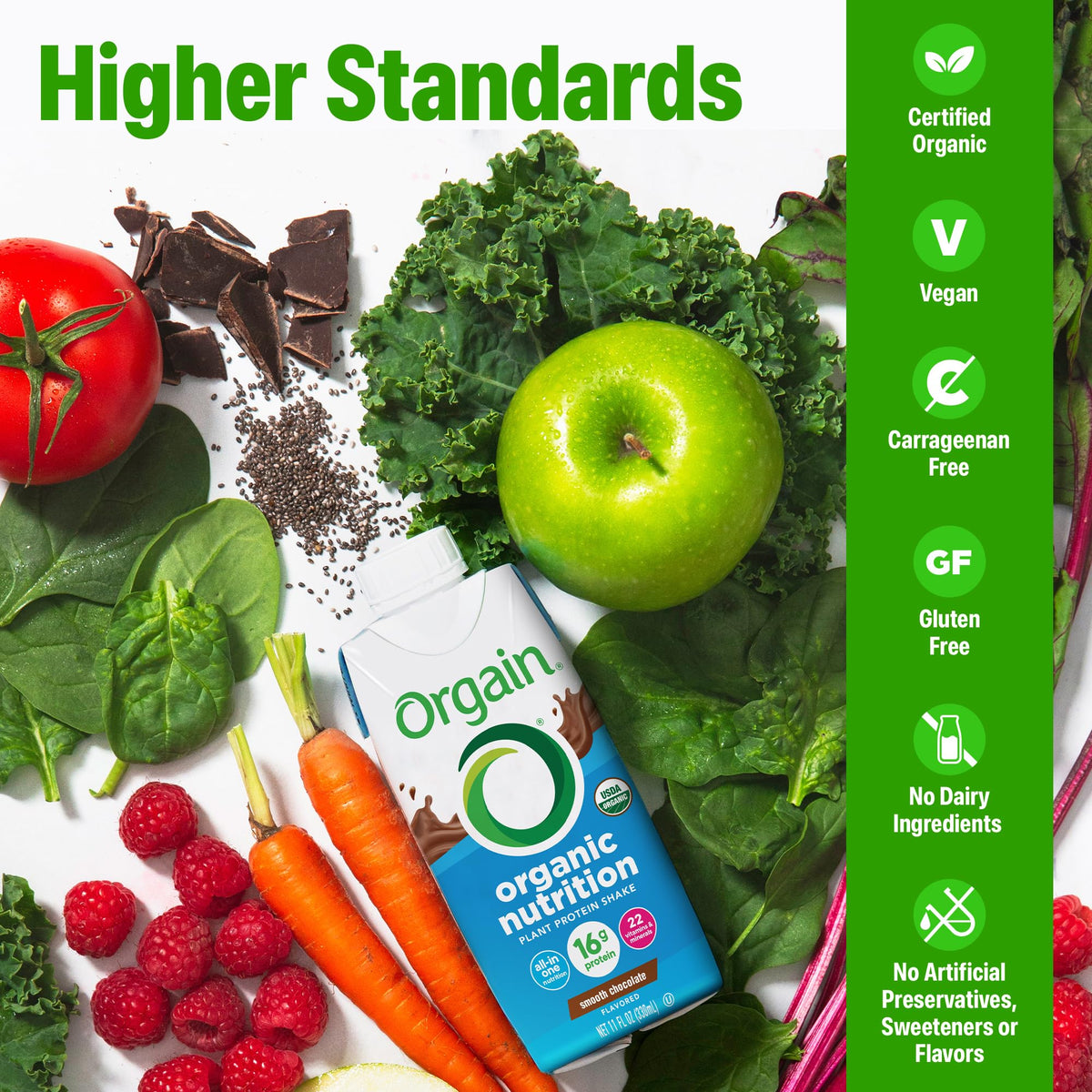 Organic Vegan 16g Protein Shake, Chocolate, 11 oz, 12pk E811521