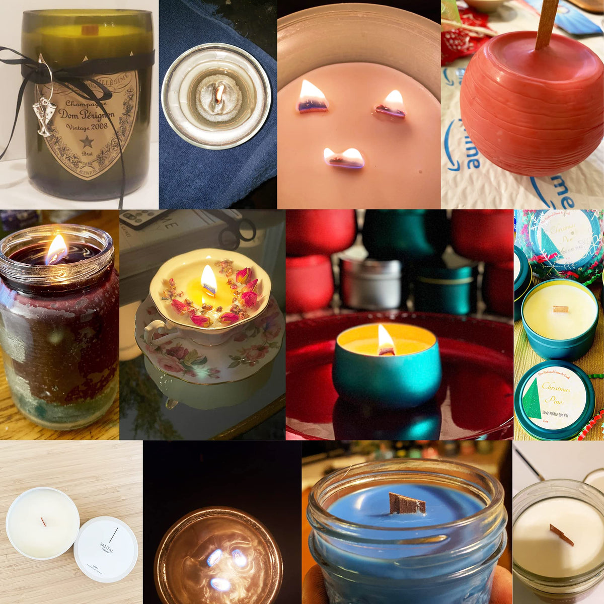 50PCS Crackling Wooden Candle Wicks with Metal Base A388