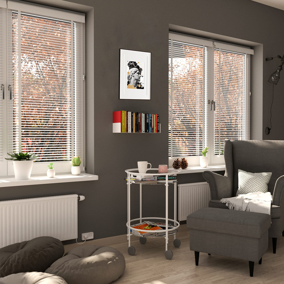 White Metal U Shape Wall Mountable Bookshelf U21228