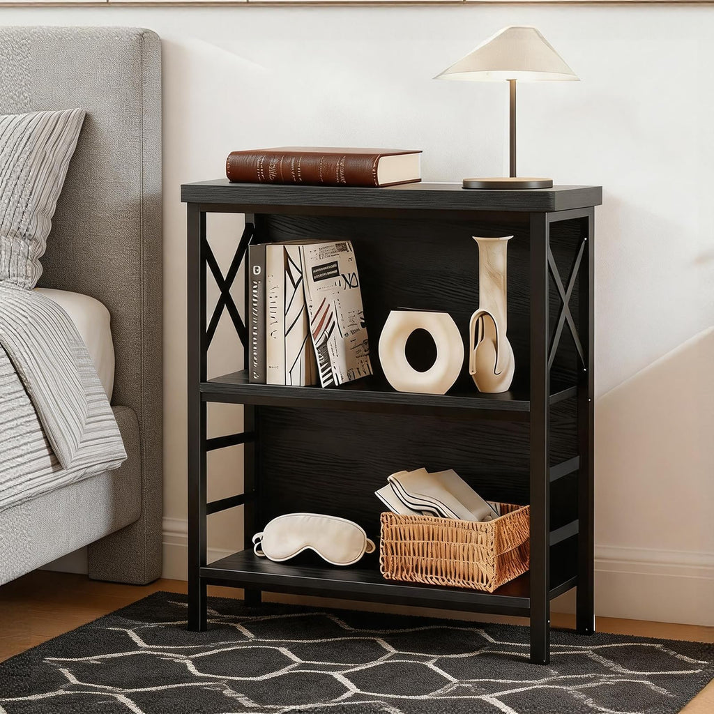Black 3-Tier Metal Bookshelf O71105