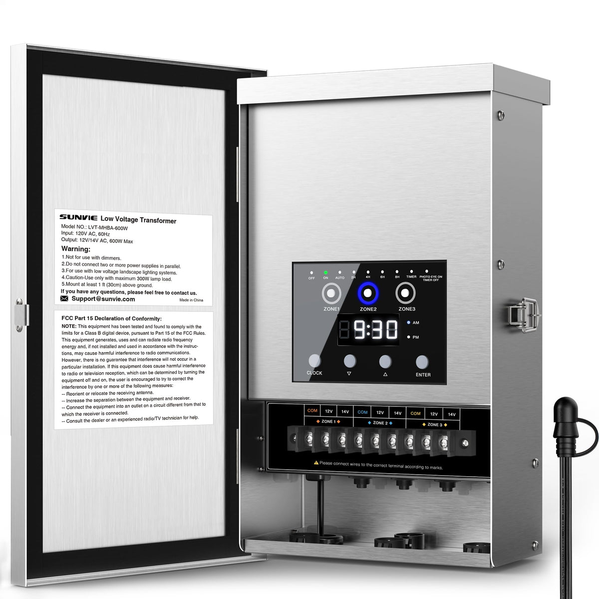 600W Low Voltage Transformer with Photo Sensor & Timer H7604