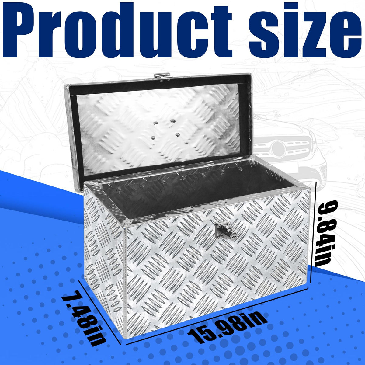16 Inch Aluminum Waterproof Truck Bed Toolbox with Lock and Keys N503