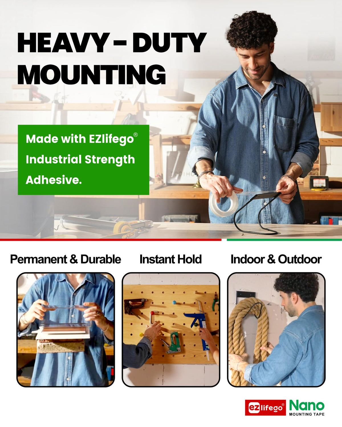 Heavy Duty Double Sided Mounting Tape, 9.85FT A3446