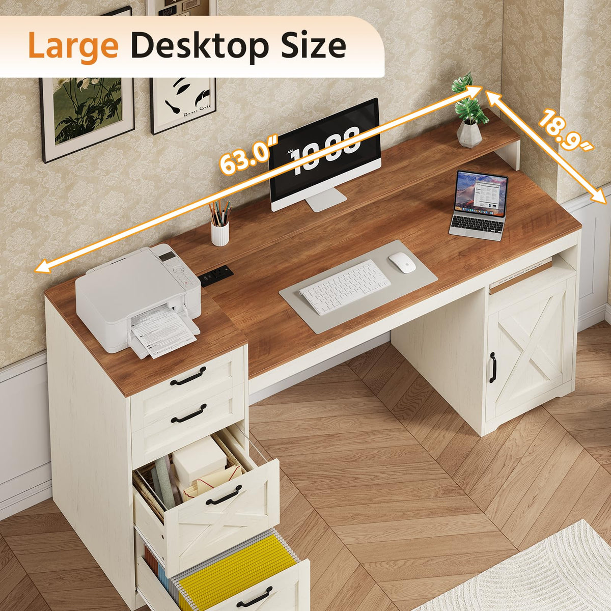 63" Computer Desk with 4 Drawers I222