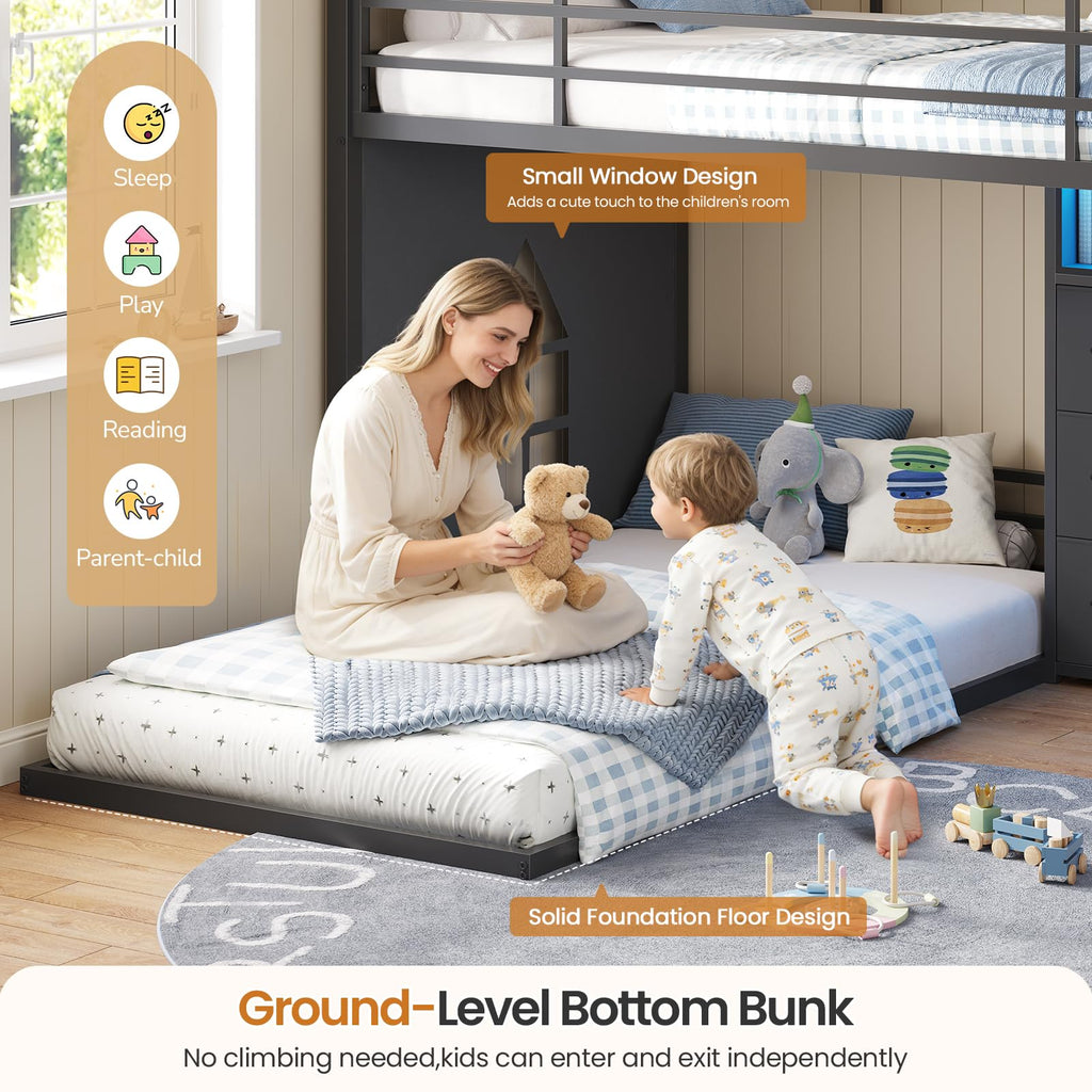 Twin Over Twin Bunk Bed with 9 Storage Drawers G47780