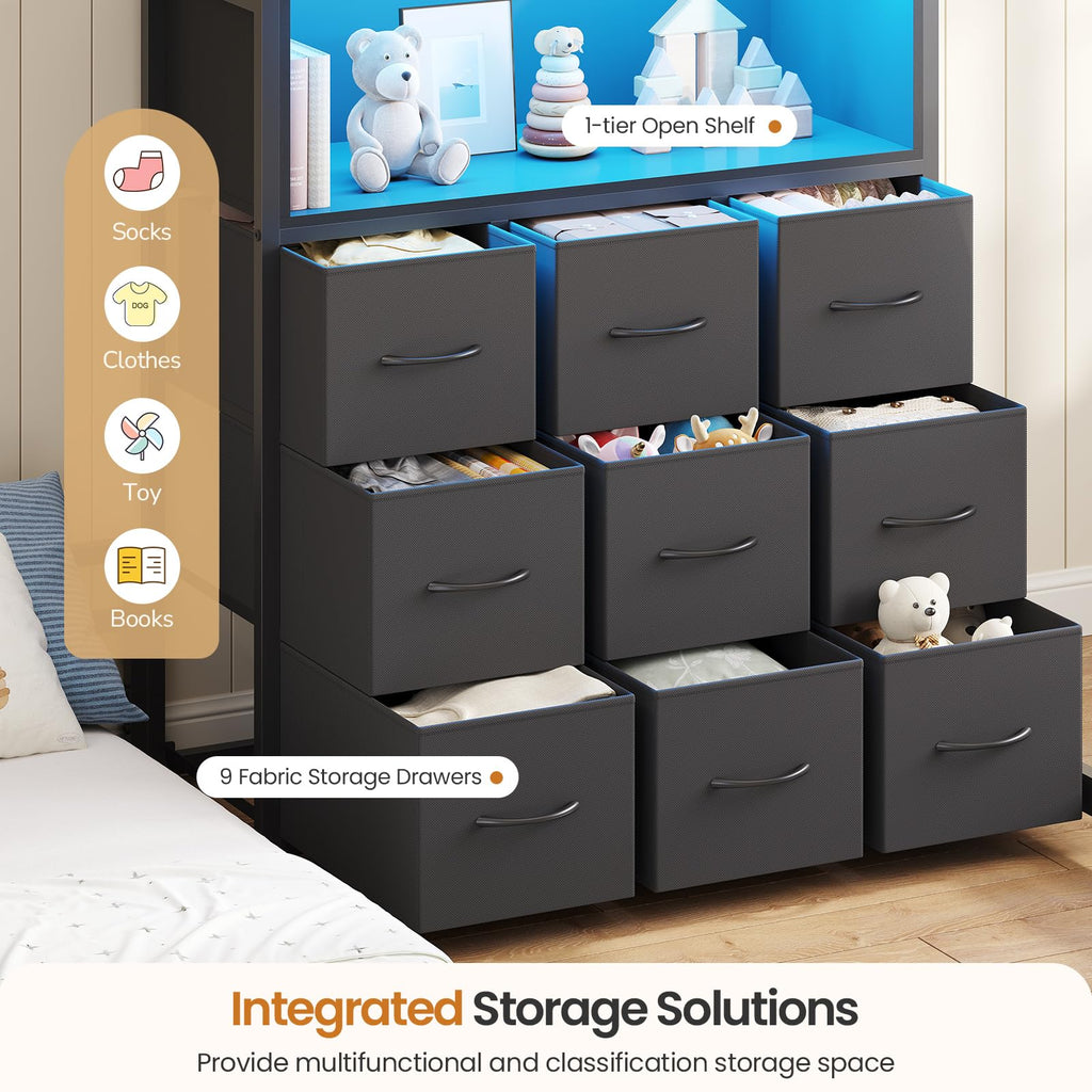 Twin Over Twin Bunk Bed with 9 Storage Drawers G47780