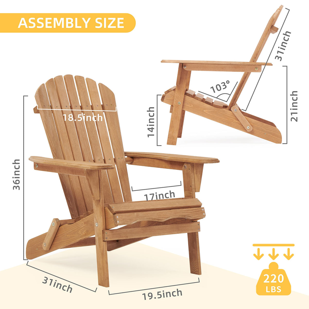 Folding Adirondack Chair Set of 2 Cedar Wood I3672