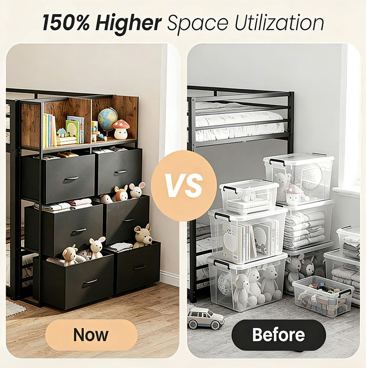 Twin Over Twin Bunk Bed with Storage Dresser F9536