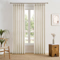 Pinch Pleated Sheer Curtains 140 Inches Long Cream Linen Textured Set of 2 N149