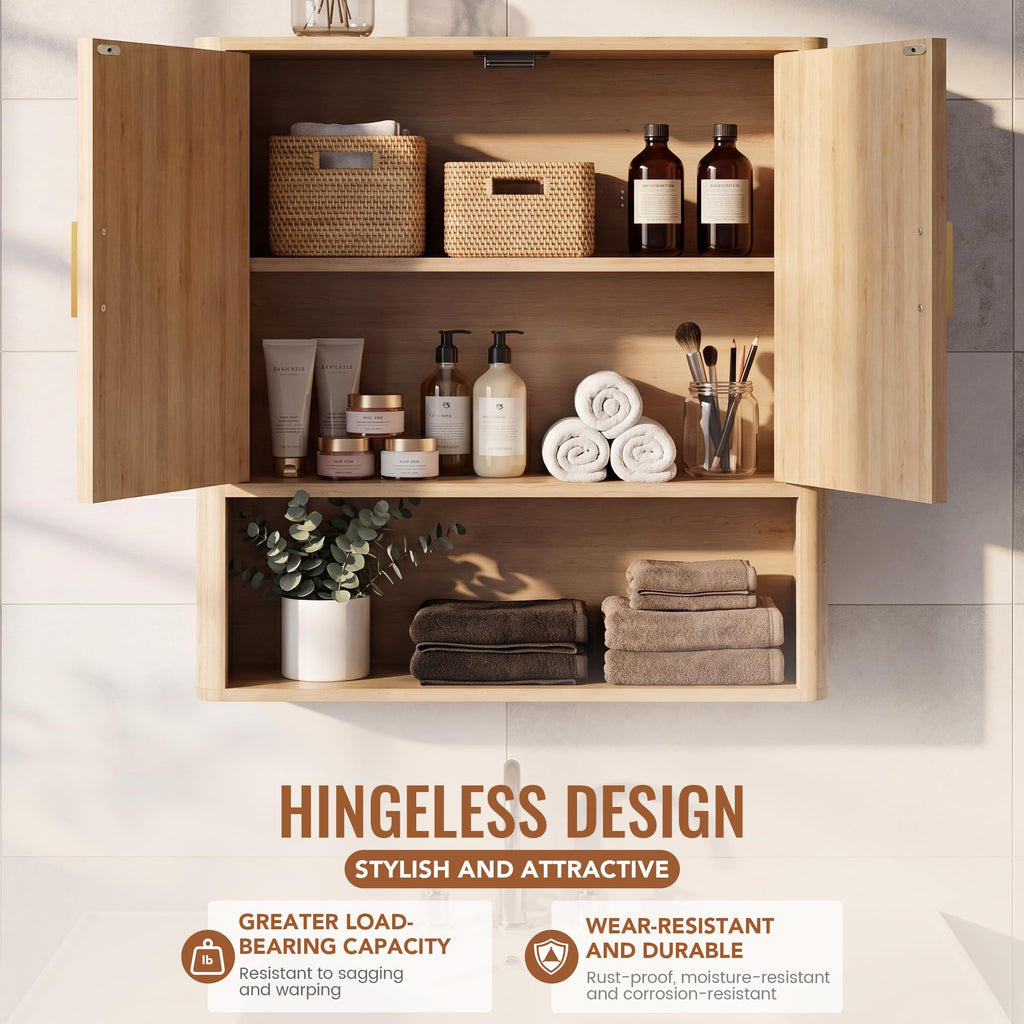 Bathroom Storage Wall Cabinet with Adjustable Wood Shelf & Doors K45330