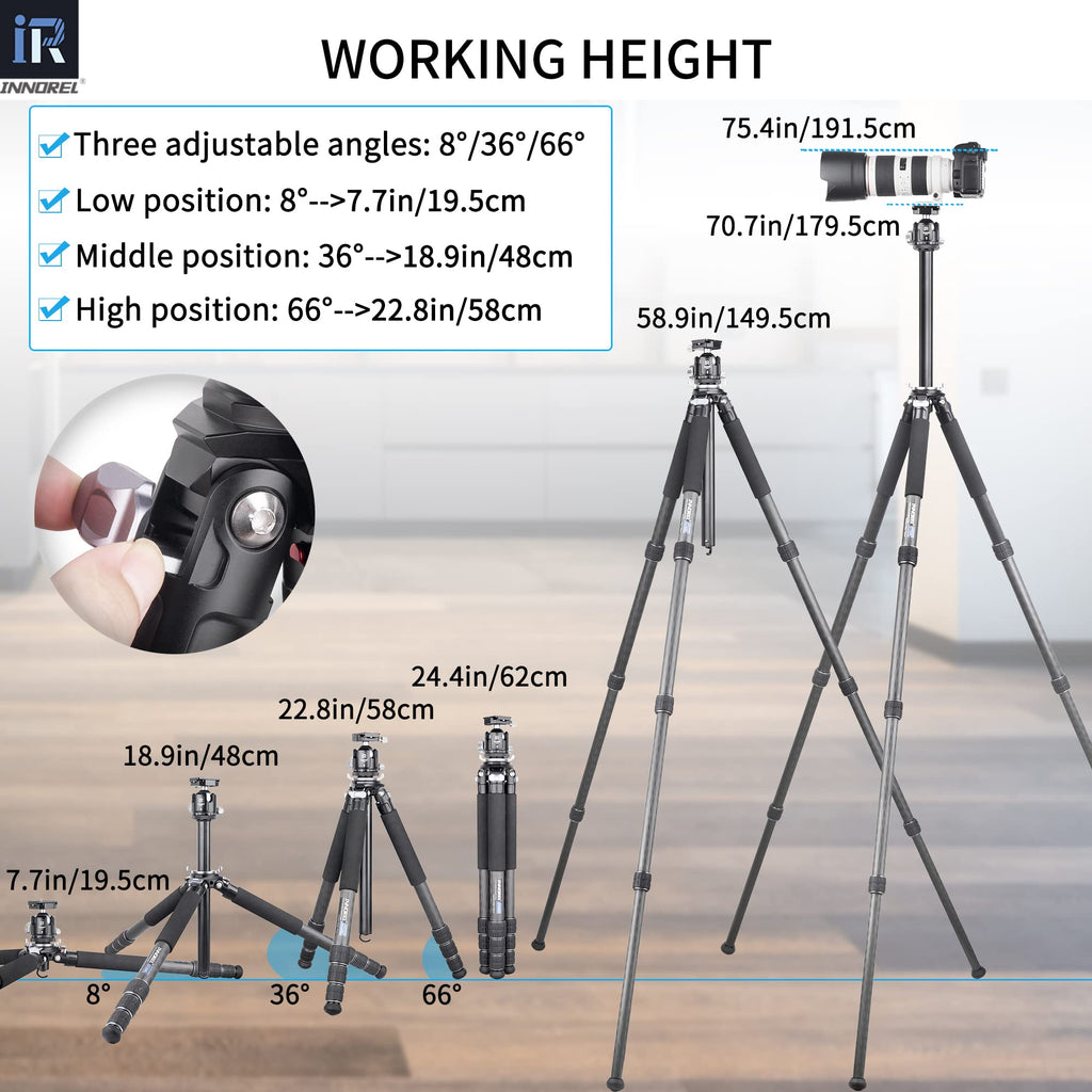 Carbon Fiber Camera Tripod with Ball Head C553